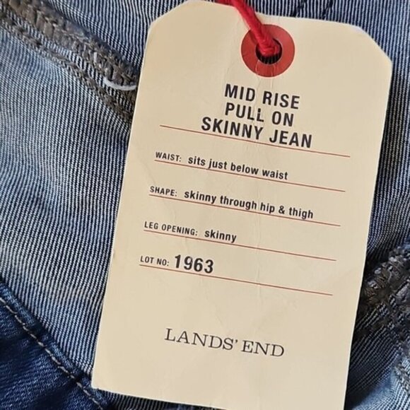 Lands' End Pull-On Jeans Women's 26W  Mid-Rise Skinny Tapered Leg Elastic NWT - Picture 12 of 15